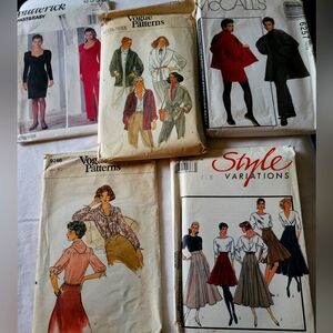 Bundle of 5 vintage sewing patterns - 80s/90s